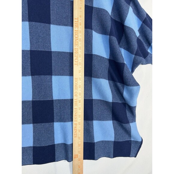 Alfani Women's Sweater 2X 3/4 Sleeve Pullover Turtle Neck Blue Check - Picture 5 of 8